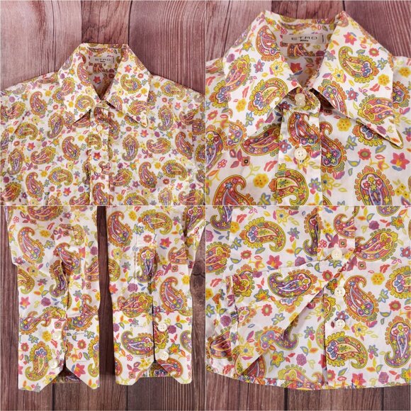 ETRO Milano Womens Size 40 US Small Paisley LS Button Up Shirt Made in Italy - Picture 8 of 14